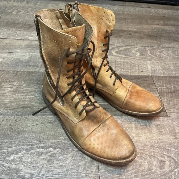 BED|STU Rustic Brown Lace-Up Leather Boots size 9 - Picture 1 of 10